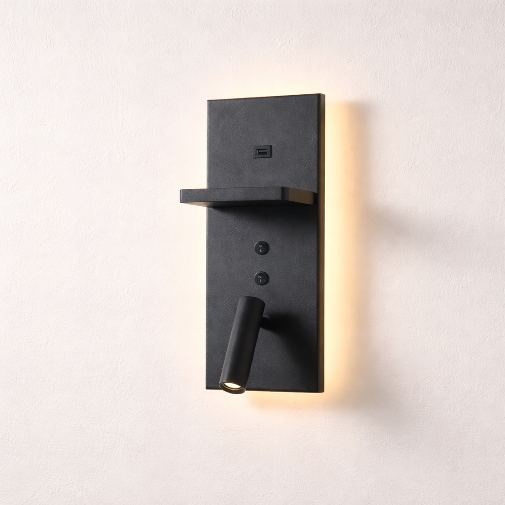 Lavia Duo 418, luminaria Tyrval sobre pared cálida neutra