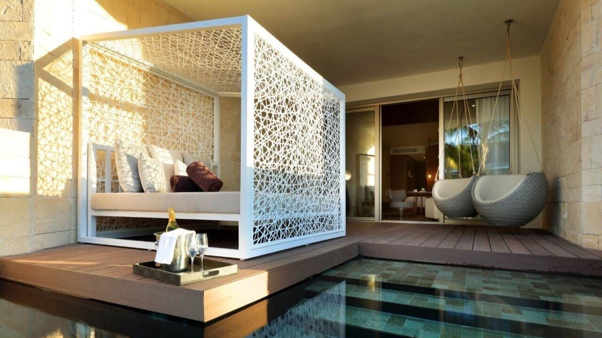 CUSTOM FURNITURE · BALINESE BEDS · TABLES · CHAIRS · SOFAS · SEATS · HAMMOCKS · UMBRELLAS